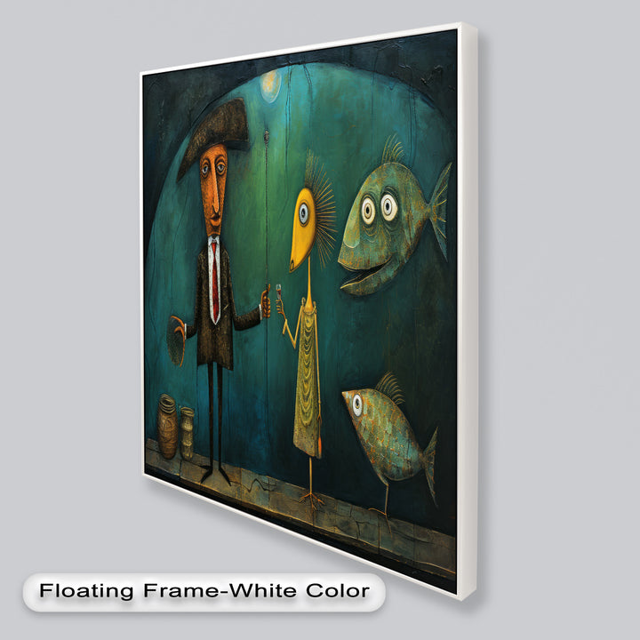 Moonlight Toast – Whimsical Surrealist Underwater Picasso Oil Painting