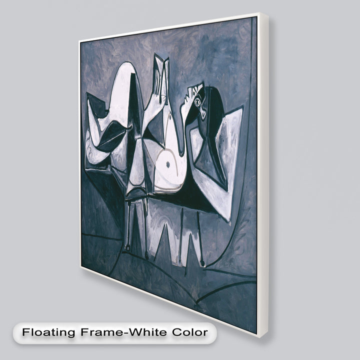 Geometry of Stillness – Monochrome Reclining Picasso Oil Painting