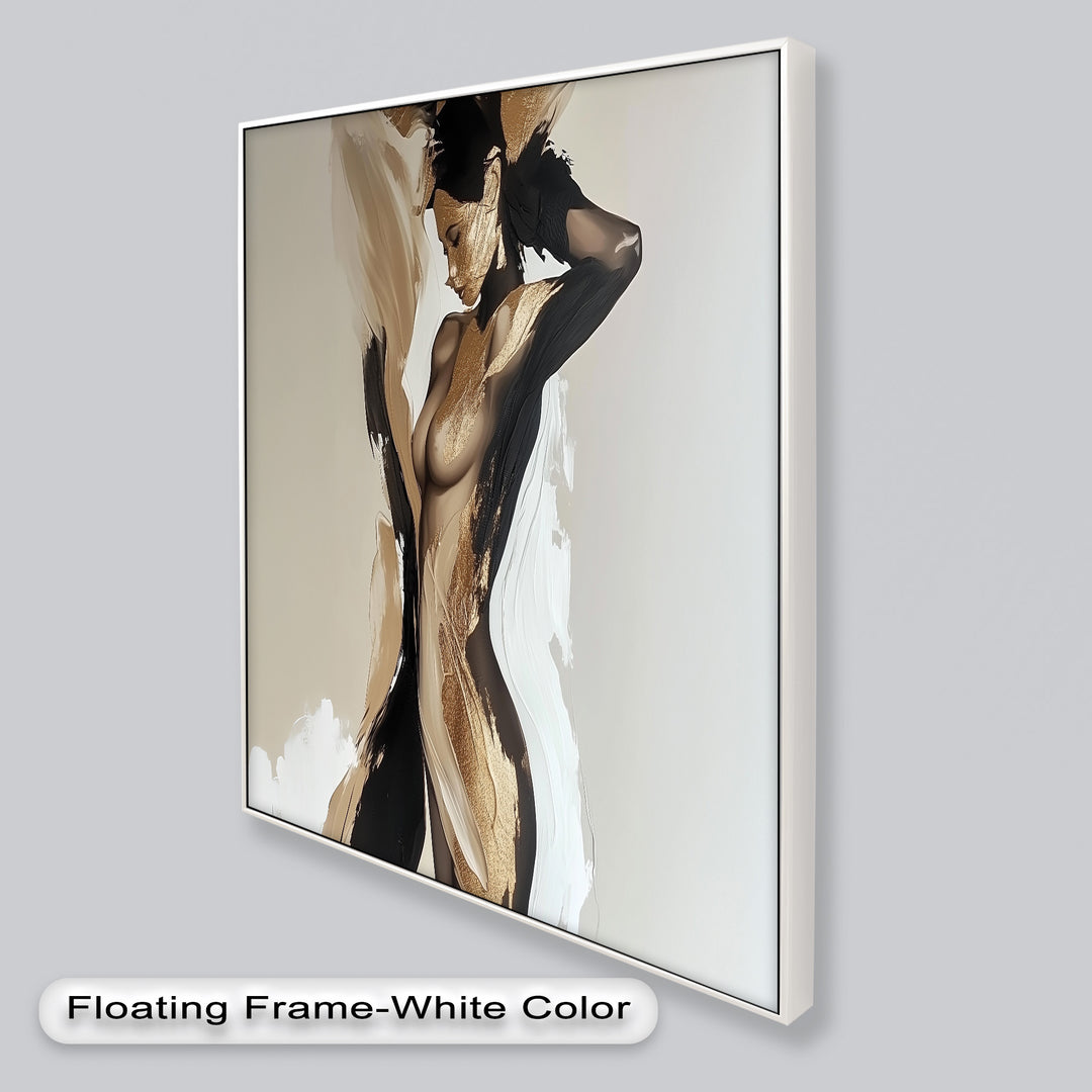 Golden Silence – Abstract Female Figure Oil Painting