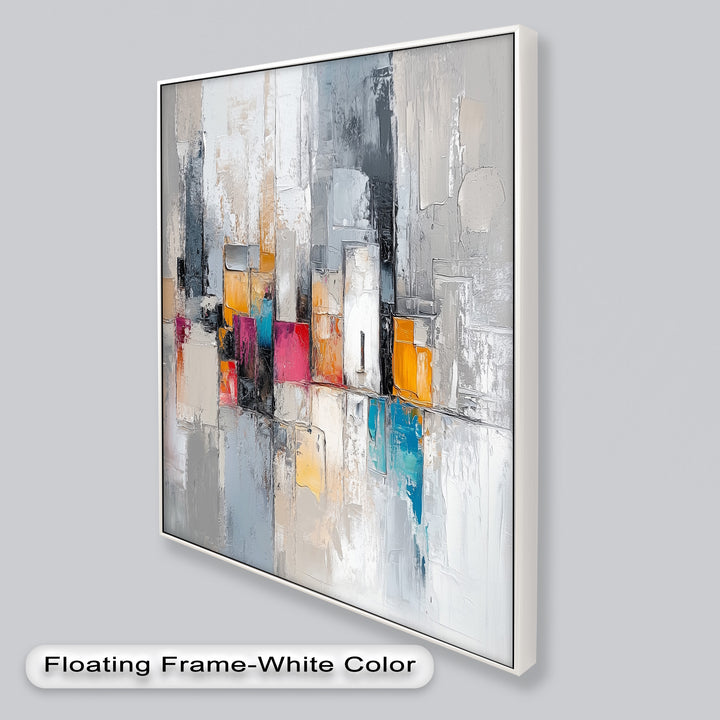 Urban Geometry – Color Block Cityscape Abstract Oil Painting