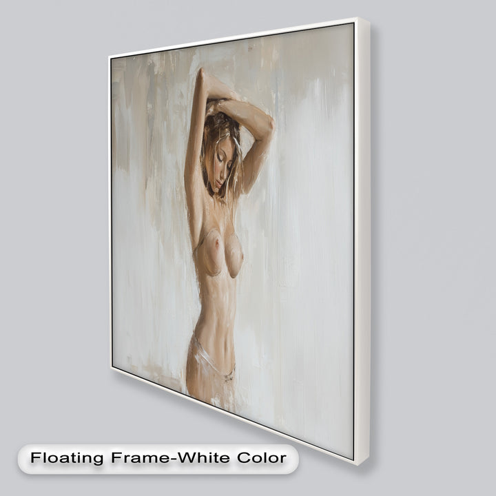 Still Grace – Serene Nude in Soft Neutral Oil Painting