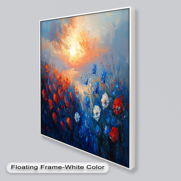 Wildflower Sunset Symphony – Colorful Horizon Flower Oil Painting