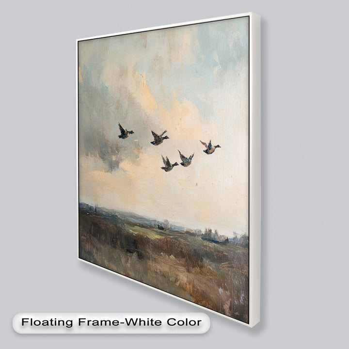 Flight Over the Marshlands – Ducks in Motion Oil Painting