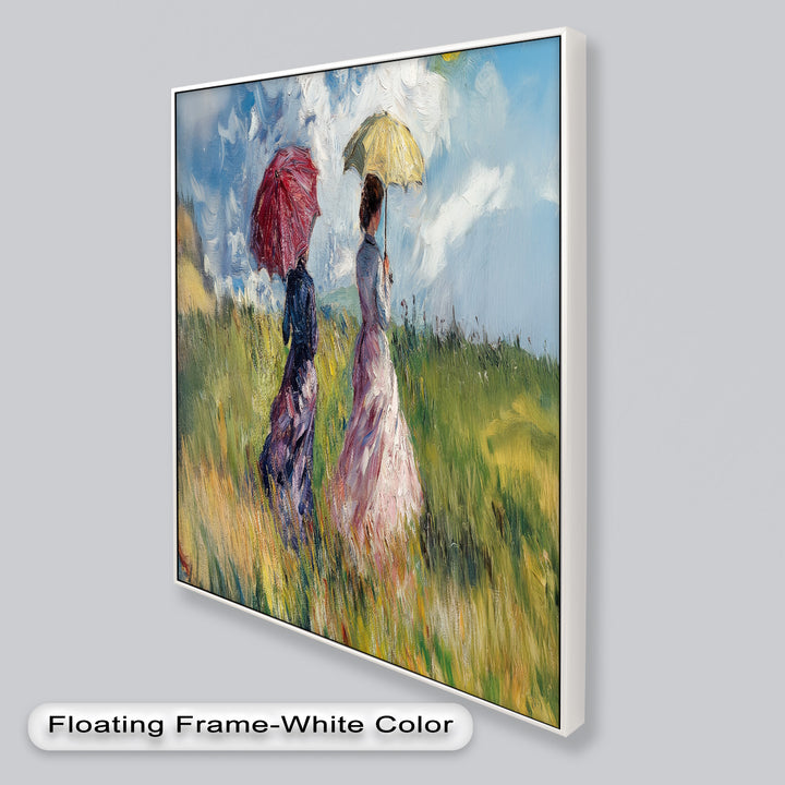 Ladies with Parasols in a Sunlit Meadow – Impressionist Oil Painting