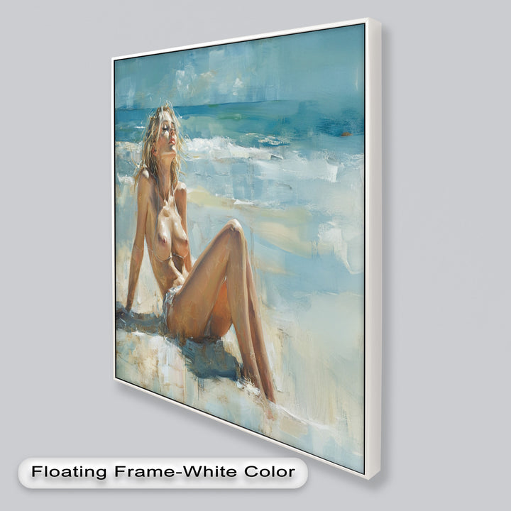 Sun-Kissed Serenity – Beachside Nude Figurative Oil Painting
