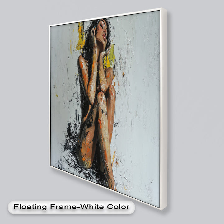 Poise in Silence – Textured Nude Figure Oil Painting