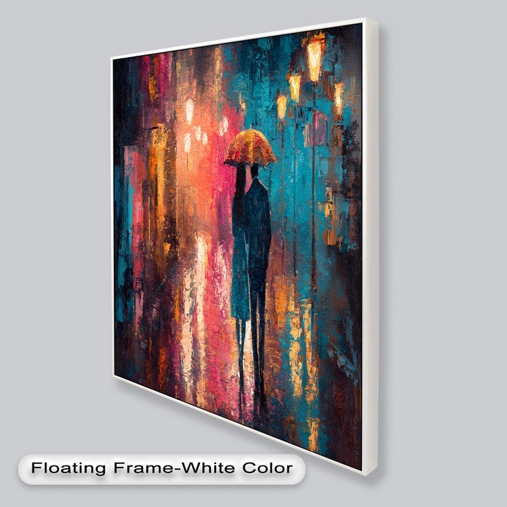 Evening Embrace – Lovers Under City Lights Love Oil Painting