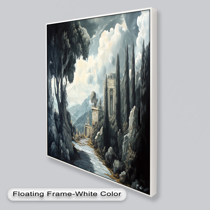 Ancient Pathway to the Temple – Dramatic Classical Landscape Oil Painting