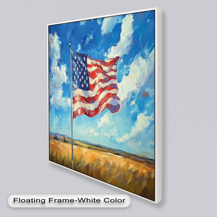 Amerikanische Flagge auf dem Land – Patriotisches Ölgemälde