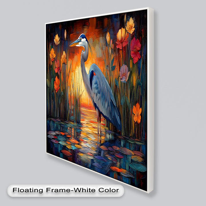 Heron at Sunset  – Animal Oil Painting