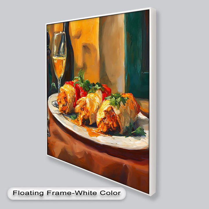 Gefüllte Paprika und Wein – Gourmet-Essszene Food Painting