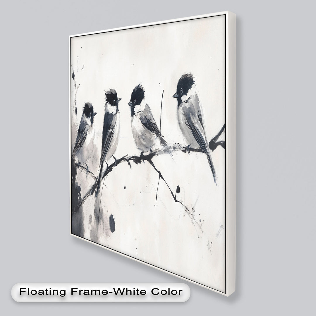 Monochromes Quartett – Vogel-Ölgemälde