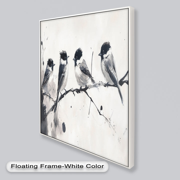 Monochromes Quartett – Vogel-Ölgemälde