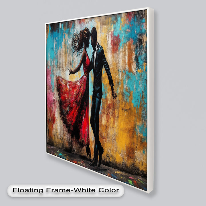 Whirl of Passion – Dancing Lovers in Red Love Oil Painting