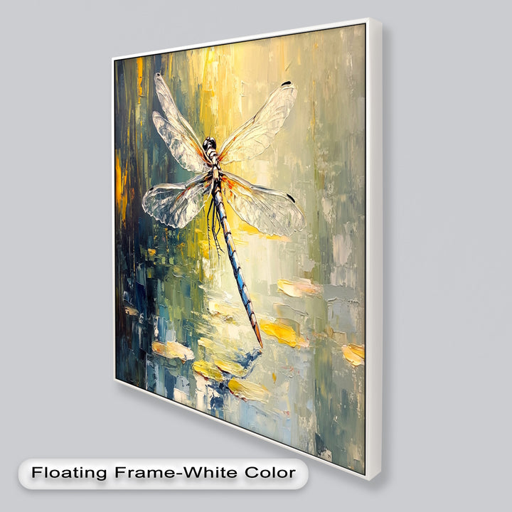 Shimmering Dragonfly Over Lily Pond – Animal Oil Painting