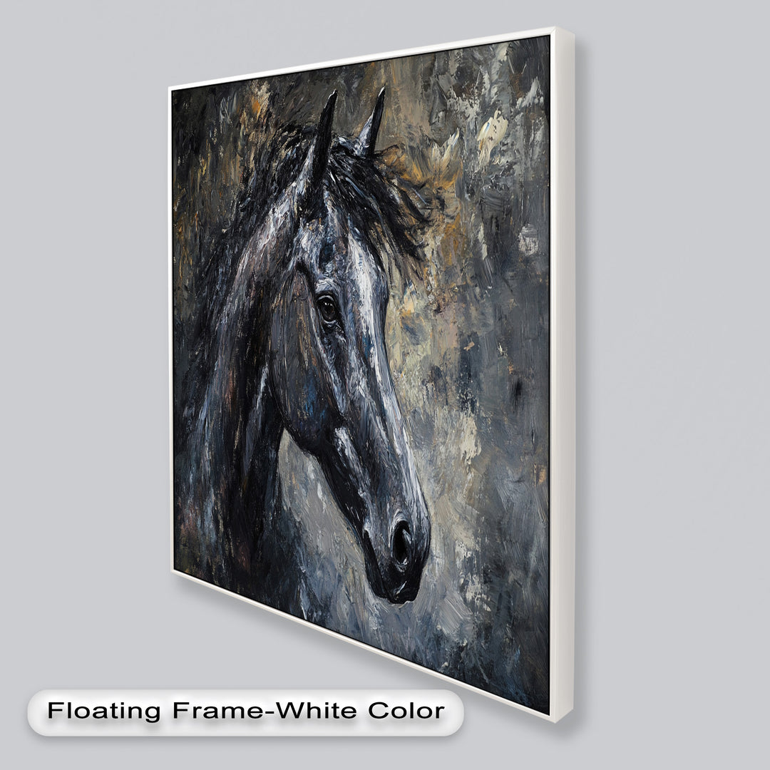 Black Horse Portrait - Animal Oil Painting