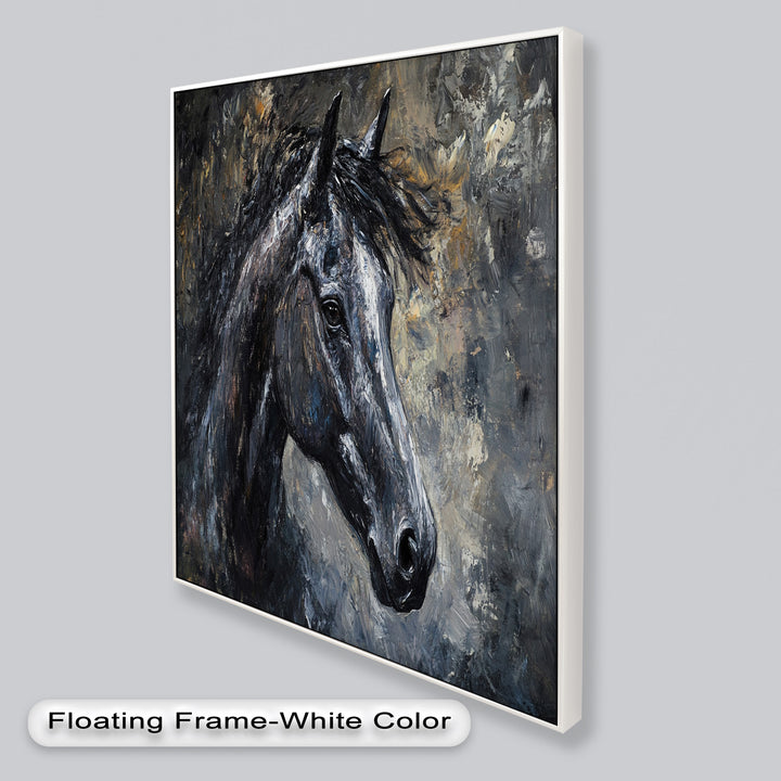 Black Horse Portrait - Animal Oil Painting