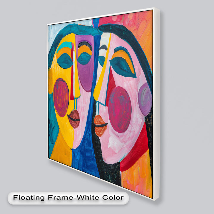 Unified Gaze – Vibrant Dual Portrait Picasso Oil Painting