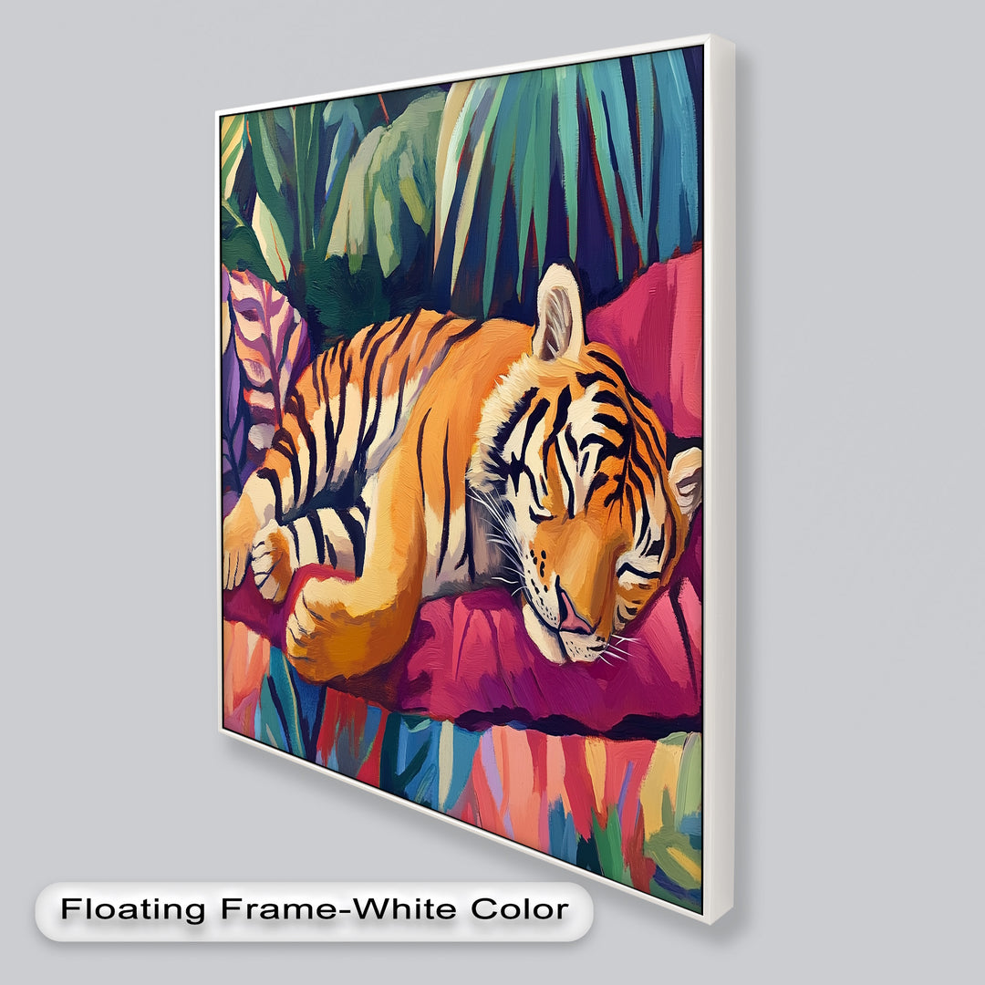 Resting Tiger Oil Painting – Fauvist Jungle Art