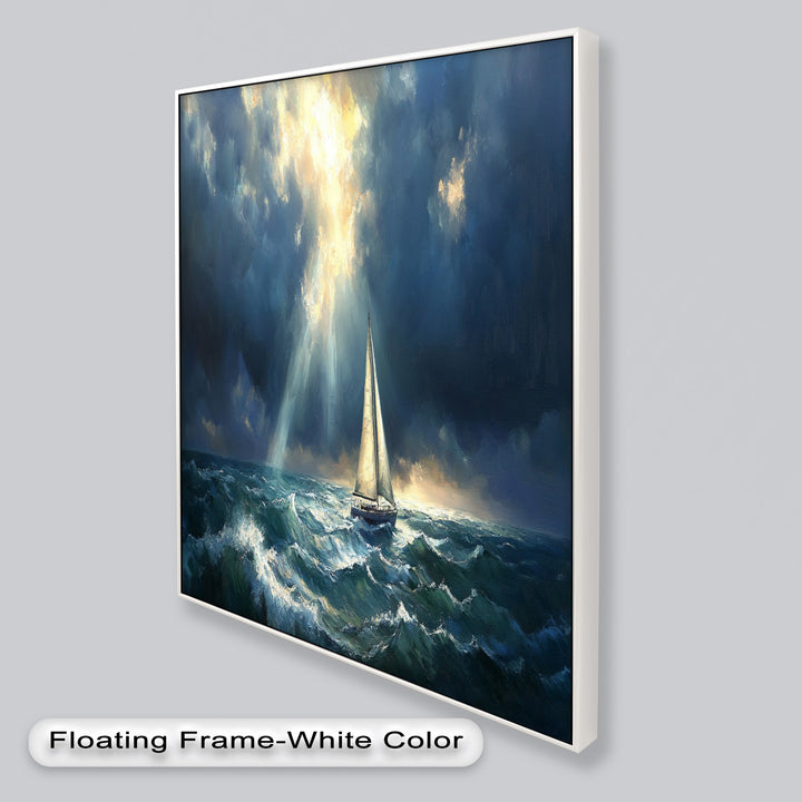 Stormy Horizon – Boat Oil Painting