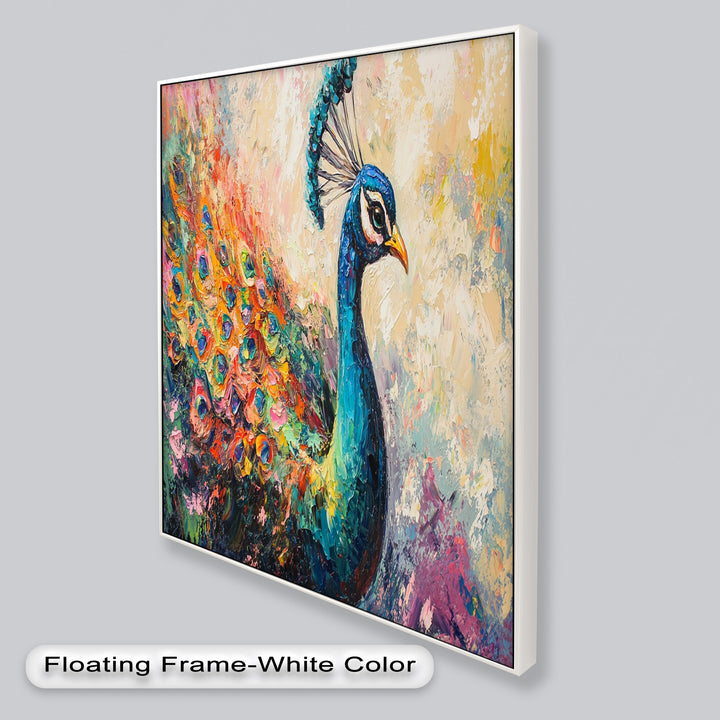 Peacock in Blooming Hues - Animal Oil Painting
