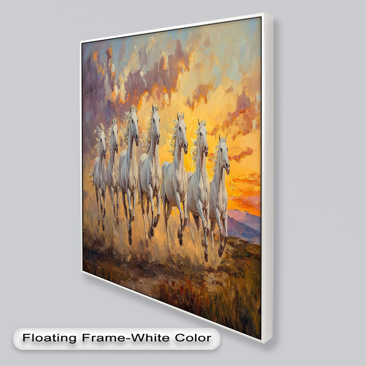 Run with the Sun – White Horses Oil Painting