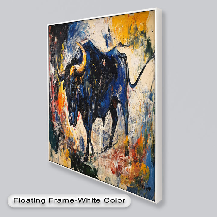 Power in Motion – Expressionist Bull Oil Painting