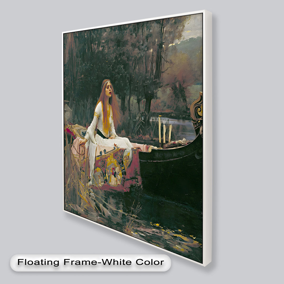 The Lady of Shalott – Romantic River Journey Historic Oil Painting