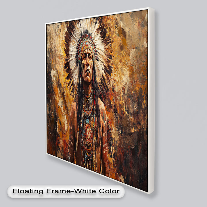 Sacred Flame – Tribal Warrior Portrait Oil Painting