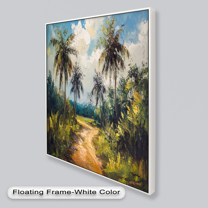 Tropical Pathway with Palm Trees – Impressionist Oil Painting