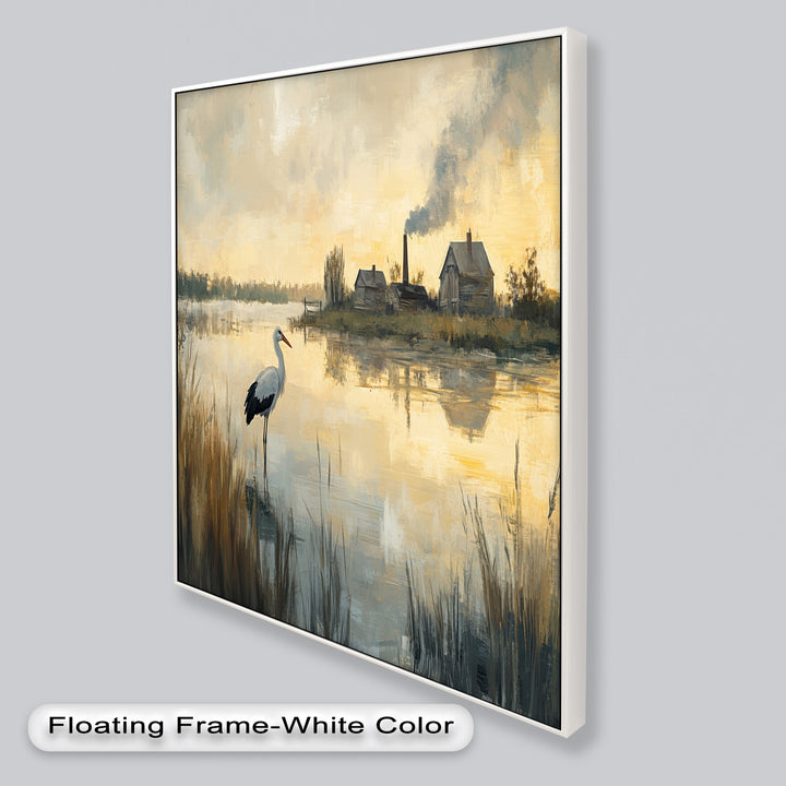 Stork at Dusk – Animal Oil Painting