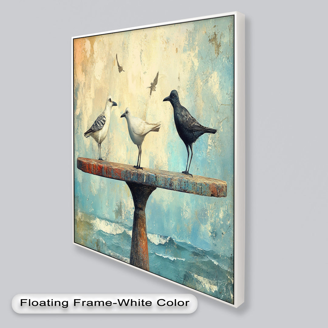 Surreal Birds on Pedestal – Animal Oil Painting