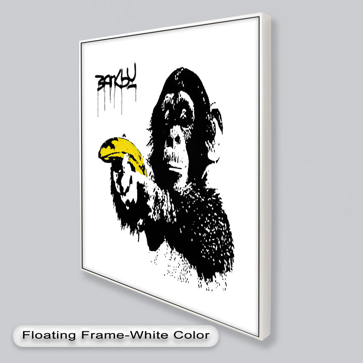Monkey with Banana Gun – Satirical Banksy Oil Painting