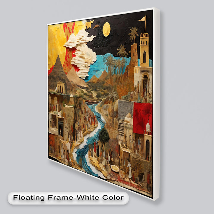 River of Time – Ancient Civilization Collage Picasso Oil Painting