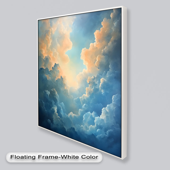 Majestätische Wolkenlandschaft mit ätherischem Glanz – Ölgemälde „Ruhiger Himmel“