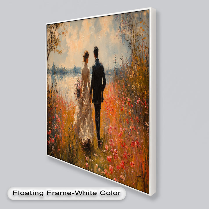 A Walk to Remember – Impressionist Couple in Blooming Field Oil Painting