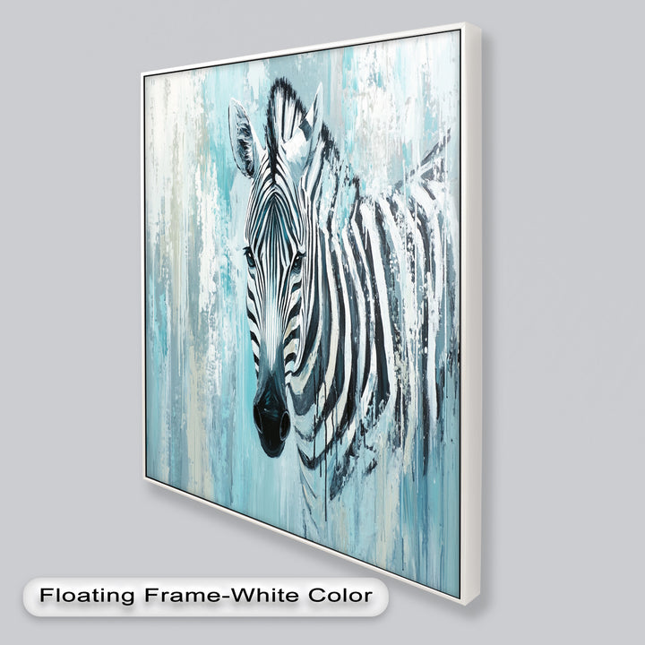 Zebra in Blue Abstract Style - Animal Oil Painting