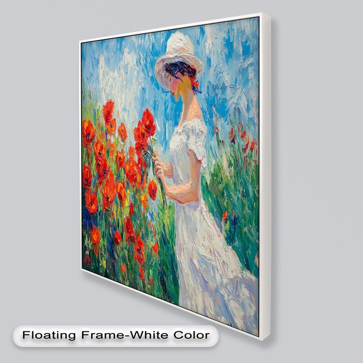 Lady Among Poppies – Impressionist Garden Stroll Oil Painting