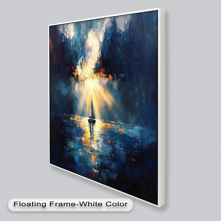 Radiant Horizon – Sailboat at Sunset Oil Painting