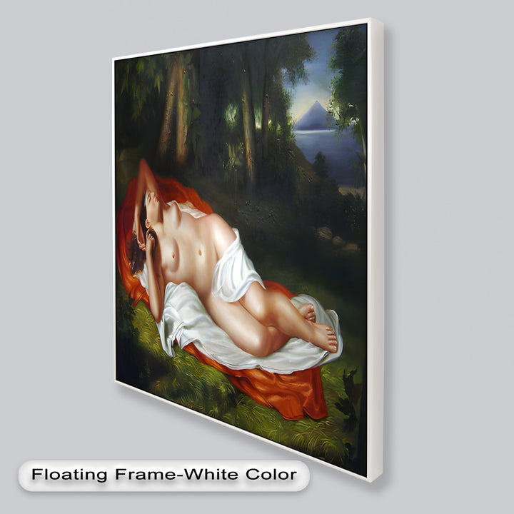 Goddess of the Grove – Renaissance Nude Reclining in Nature Oil Painting