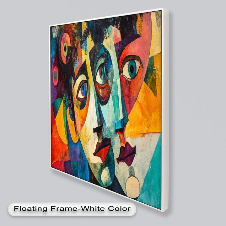 Entwined Visions Oil Painting – Fauvist Dual-Face Expressionism
