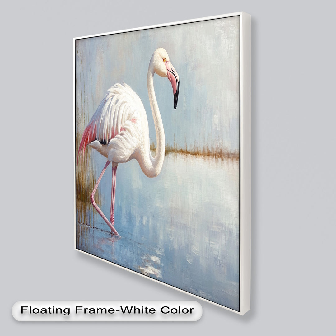 Graceful Flamingo in Shallow Water – Animal Oil Painting