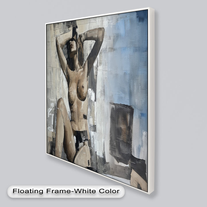 Urban Solitude – Contemporary Nude Oil Painting in Monochrome Hues