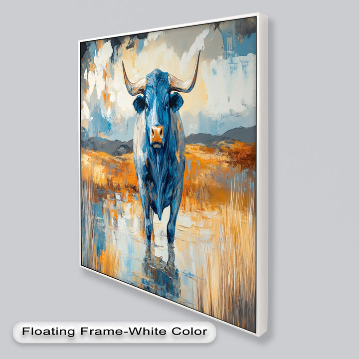 Blue Desert Bull – Animal Oil Painting