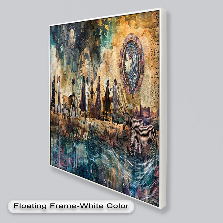Echoes of Migration – Symbolic Journey Through Time Oil Painting