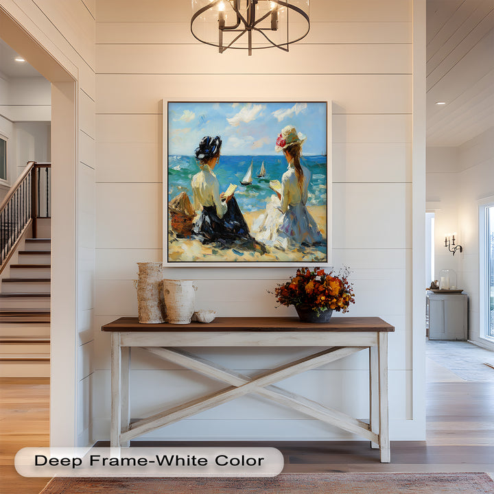 Seaside Serenity with Sailboats – Impressionist Oil Painting