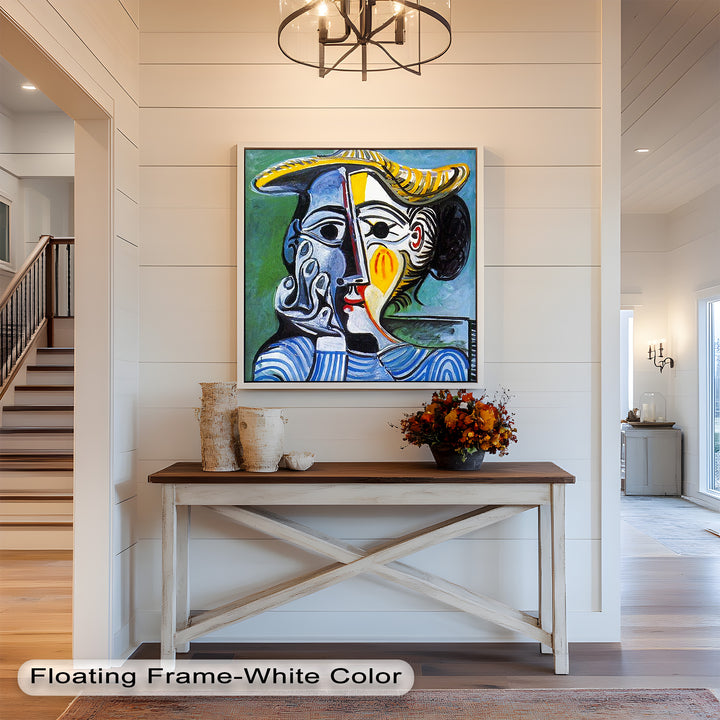 Striped Elegance – Picasso Cubist Portrait Oil Painting