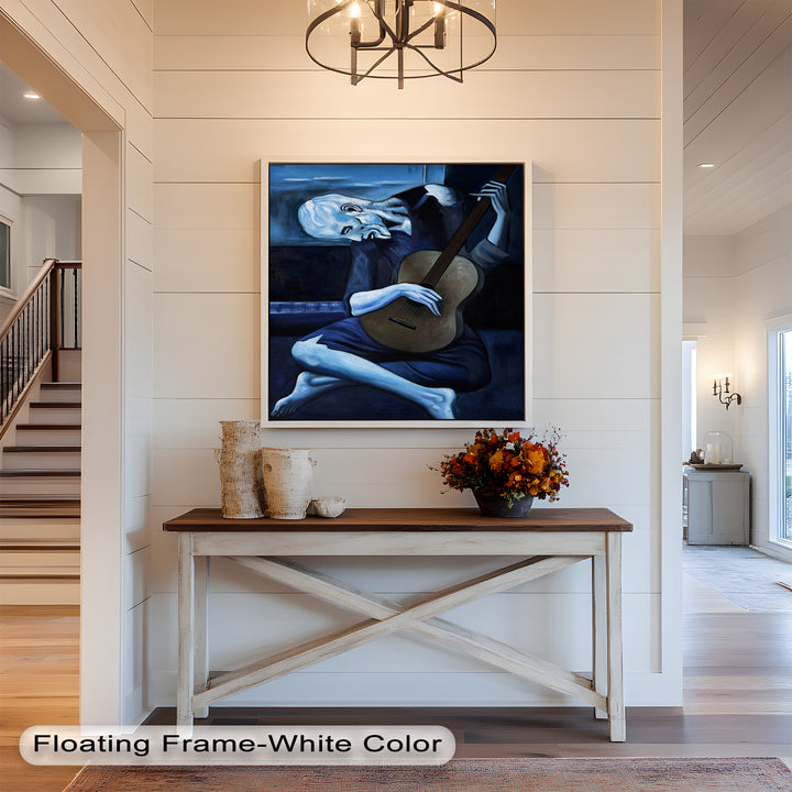 Melancholy Strings – Blue Period-Inspired Guitarist Oil Painting