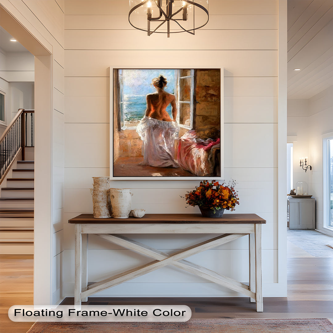 Whispers of the Sea – Romantic Woman by the Ocean Nude Oil Painting