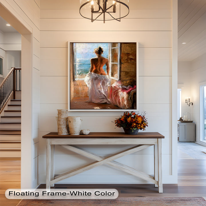 Whispers of the Sea – Romantic Woman by the Ocean Nude Oil Painting